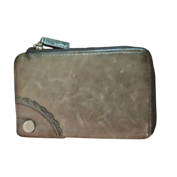 Hobo Leather Wallet Clutch Zip Around Card Holder Olive Green - Picture 1 of 9